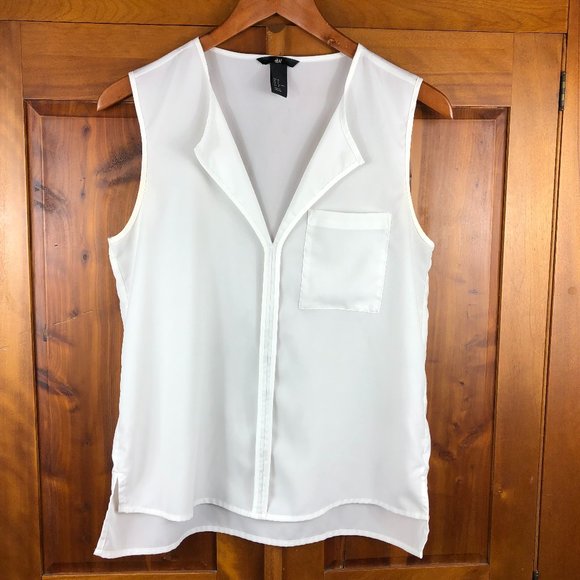 H&M Tops - H&M Off Coastal White Sleeveless Sheer High Low Blouse